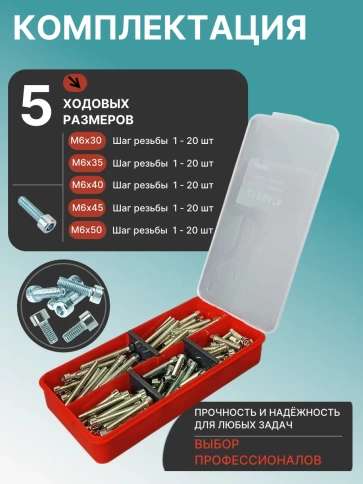 Винты под шестигранник М6 ОЦ 8.8 DIN912 органайзер НАБОР 2 фото 2