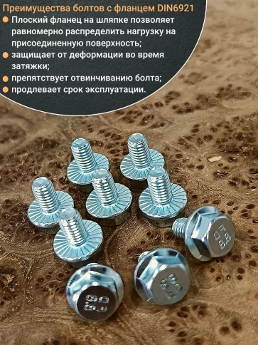 Болт М6х10 с фланцем к.п.8.8  ОЦ DIN6921 фото 13
