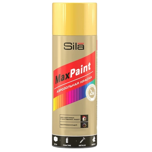 Эмаль универсальная аэрозолевая желтая RAL1018 SILA HOME 520 мл фото 1
