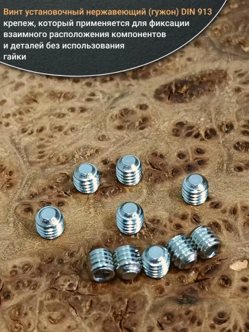 Винт установочный нержавеющий 6х6 DIN913 (гужон), 10 шт. фото 4