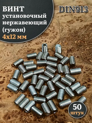 Винт установочный нержавеющий 4х12 DIN913 (гужон), 50 шт. фото 1