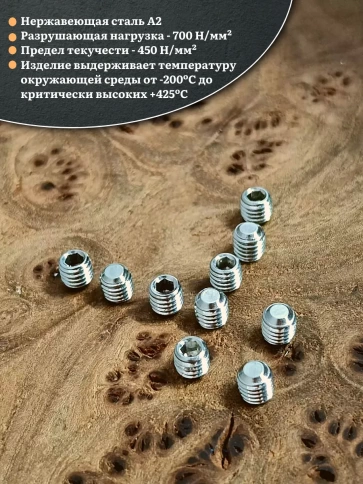 Винт установочный нержавеющий 3х4 DIN913 (гужон), 10 шт. фото 3