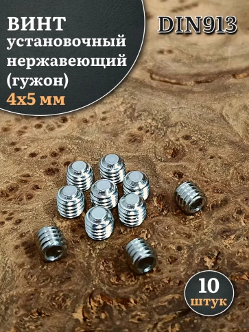 Винт установочный нержавеющий 4х5 DIN913 (гужон), 10 шт. фото 1