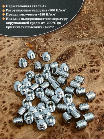 Винт установочный нержавеющий 6х6 DIN913 (гужон), 50 шт. фото 3