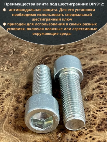 Винт под шестигранник ОЦ к.п.8.8 DIN912, 2 шт. фото 43