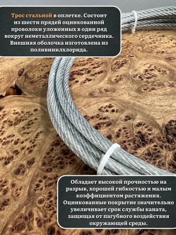 Трос стальной 3/4 ОЦ в оплетке, 50 м. фото 4