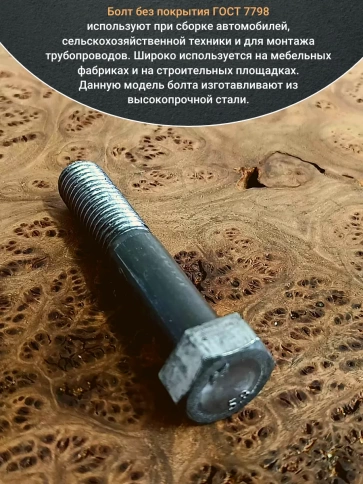 Болт без покрытия 12х65 мм ГОСТ 7798, 10 шт. фото 5