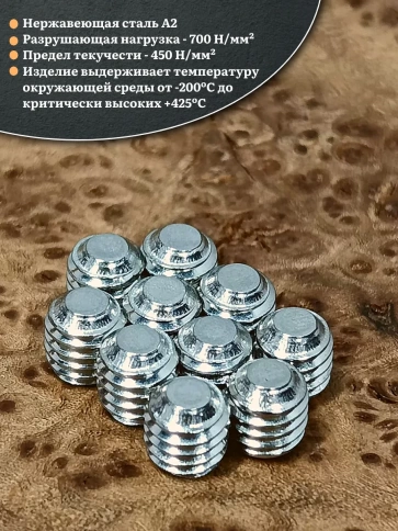 Винт установочный нержавеющий 3х3 DIN913 (гужон), 10 шт. фото 3