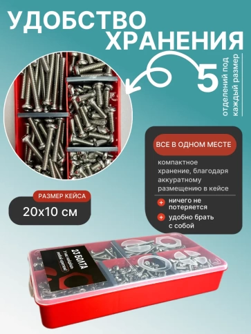 Винты нержавеющие М6 DIN7985 РН в органайзере НАБОР 1 фото 5