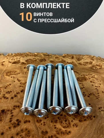 Винт с прессшайбой М6х60 полукруглая головка DIN967, 10 шт. фото 5
