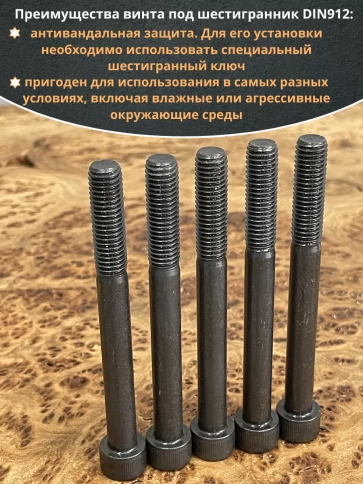 Винт высокопрочный М10х100 мм к.п.12.9 черный DIN912, 10 шт. фото 5