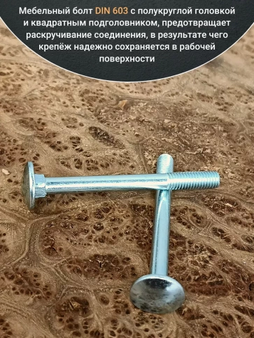 Болт мебельный 6х70 полукруглая головка ОЦ DIN 603,20 шт. фото 4